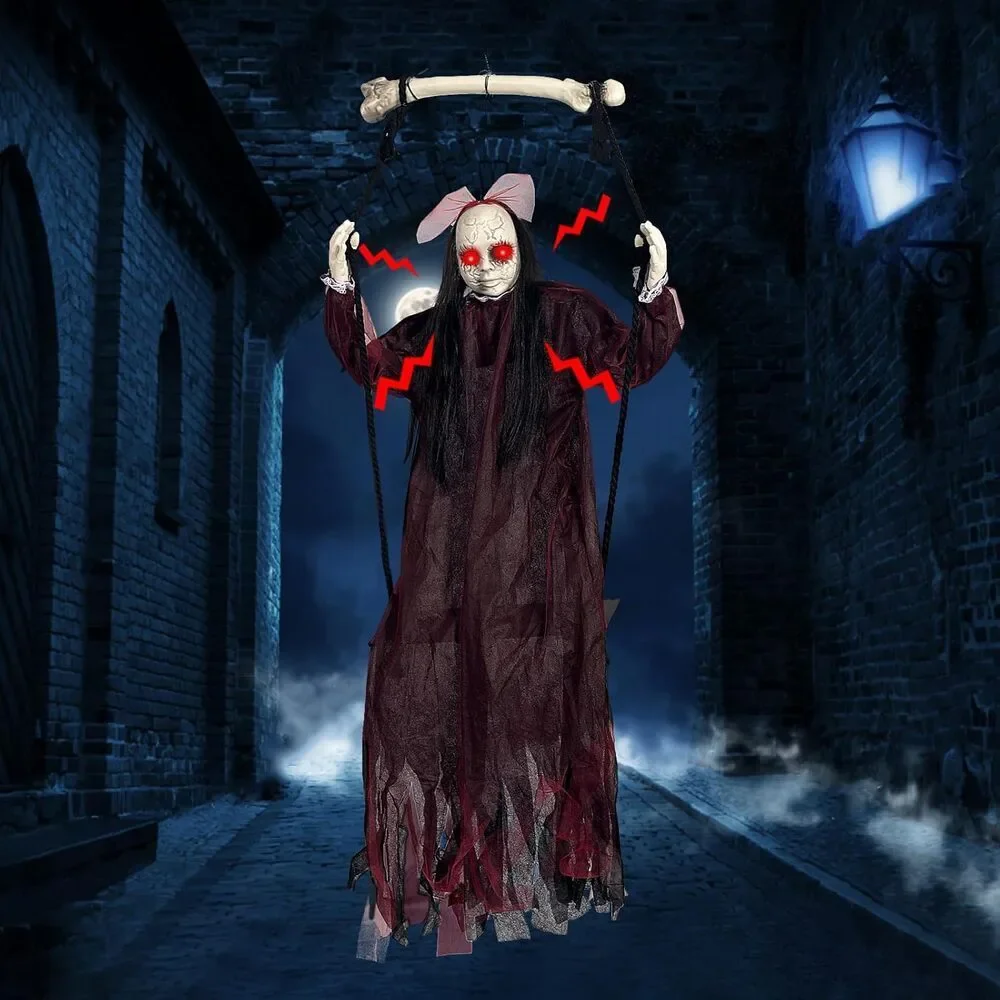 Hanging Swing Ghost with Voice Activated for Outdoor Indoor Yard Garden Décor